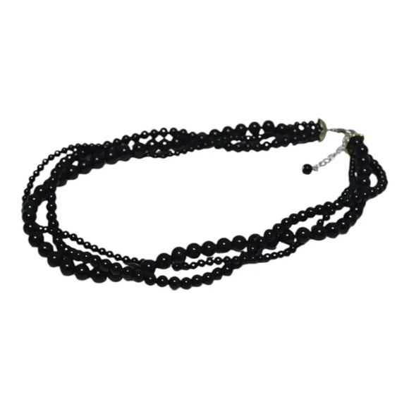 Rare Find Black Pearl 3 row Necklace and Earings  Jewelry Set - Picture 6 of 7